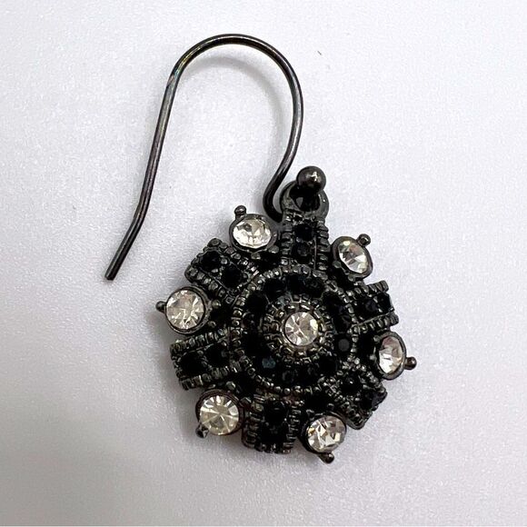 *3/$20* Gunmetal tone dangle earrings with black and clear rhinestones - Picture 2 of 3